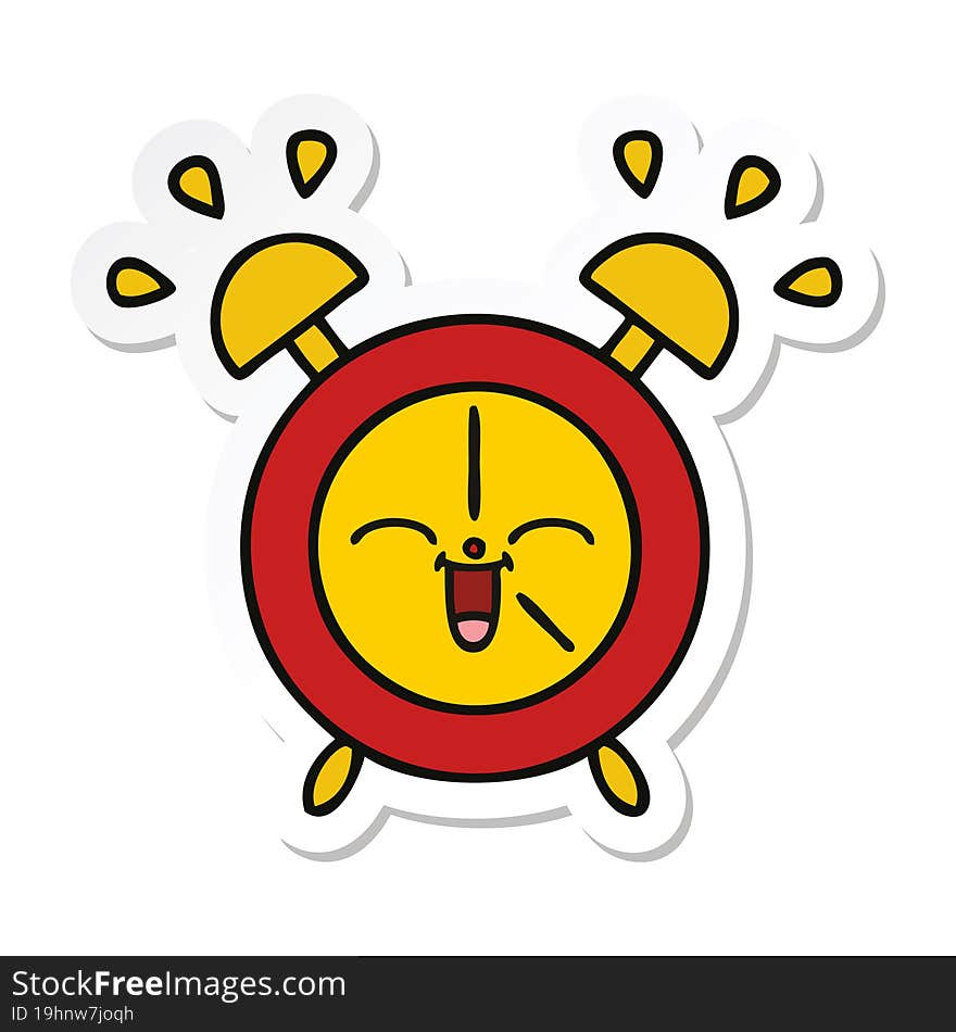 Sticker Of A Cute Cartoon Alarm Clock