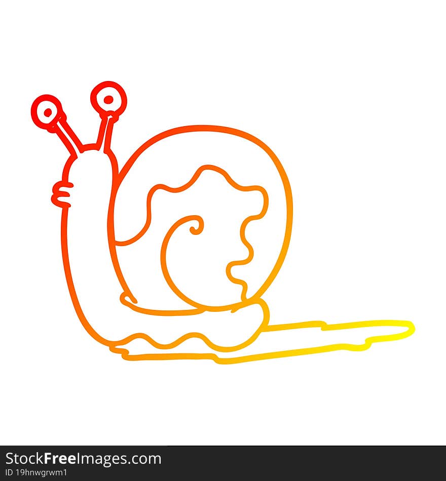 warm gradient line drawing cartoon snail