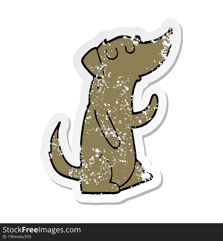 distressed sticker of a cartoon dog