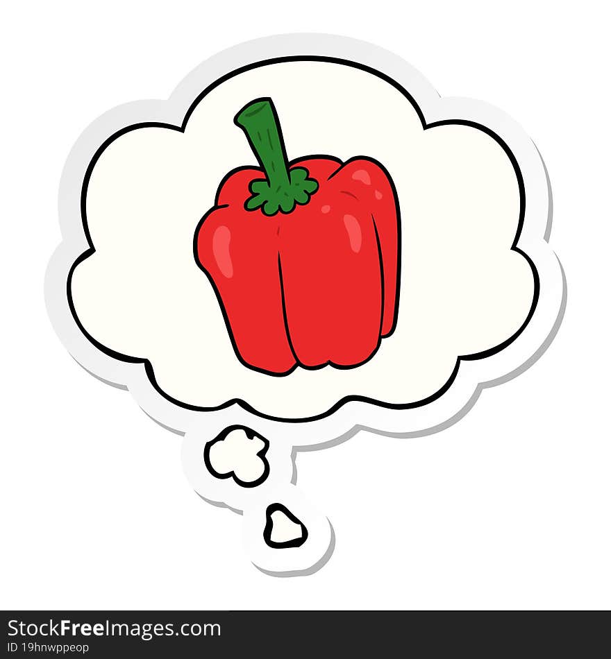 cartoon pepper with thought bubble as a printed sticker