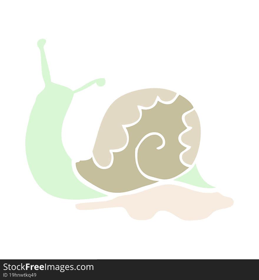 Flat Color Style Cartoon Snail