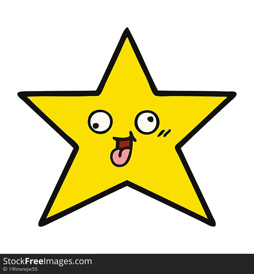 cute cartoon of a gold star. cute cartoon of a gold star