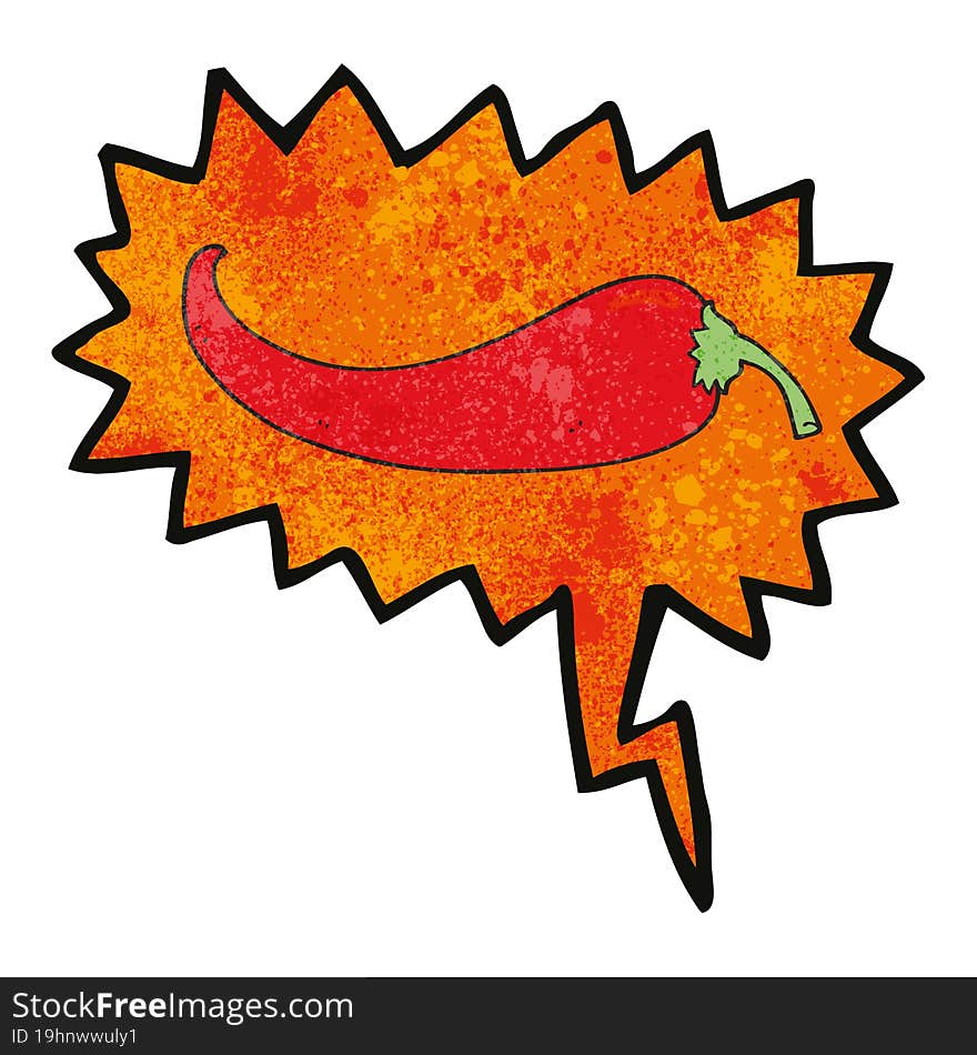 Speech Bubble Textured Cartoon Chilli Pepper