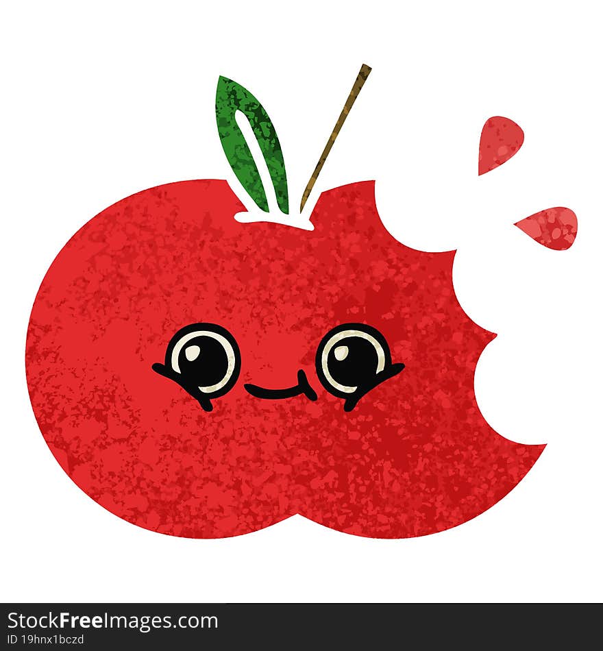 Retro Illustration Style Cartoon Apple