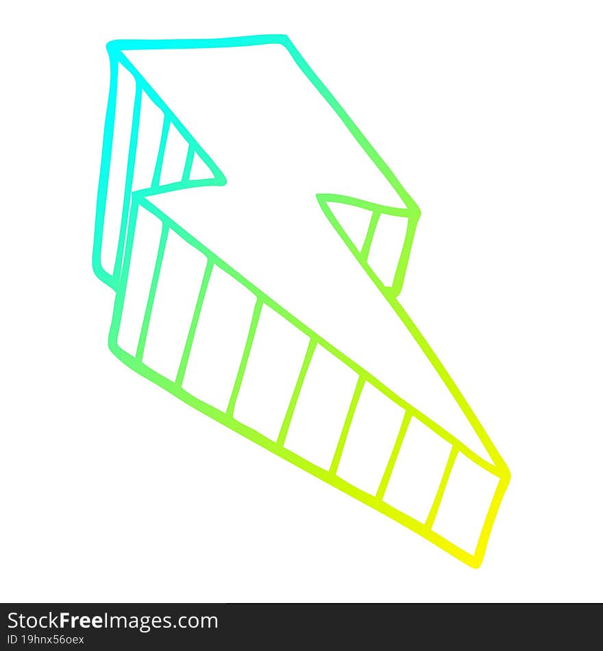 cold gradient line drawing cartoon decorative lightning bolt