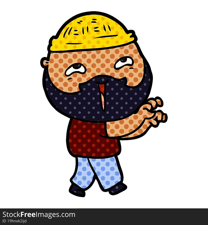 cartoon happy bearded man. cartoon happy bearded man