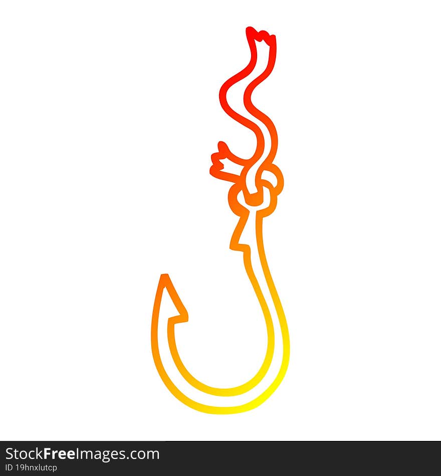 Warm Gradient Line Drawing Cartoon Fish Hook