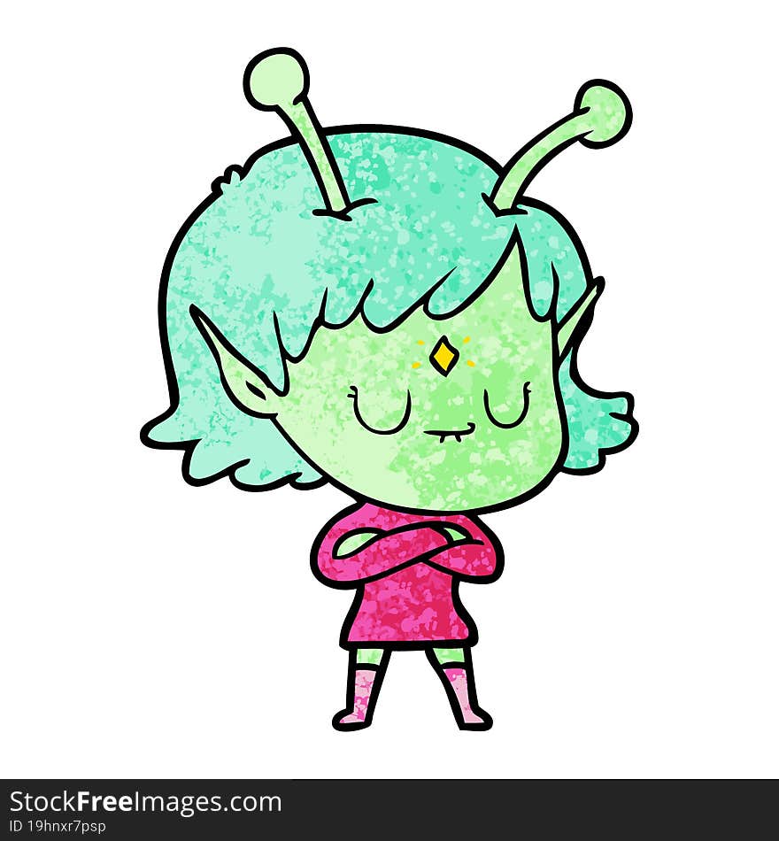 cartoon alien girl. cartoon alien girl