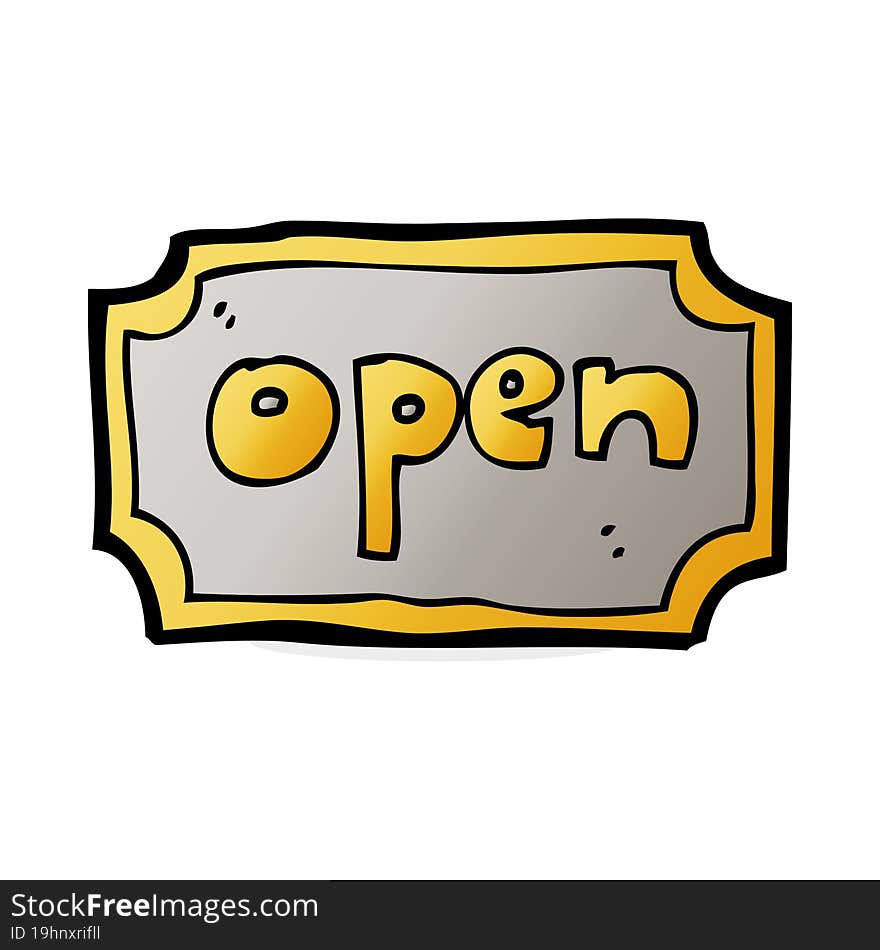 cartoon open sign