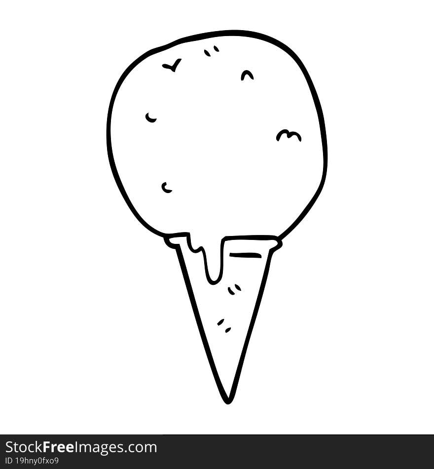 Line Drawing Cartoon Ice Cream Cone