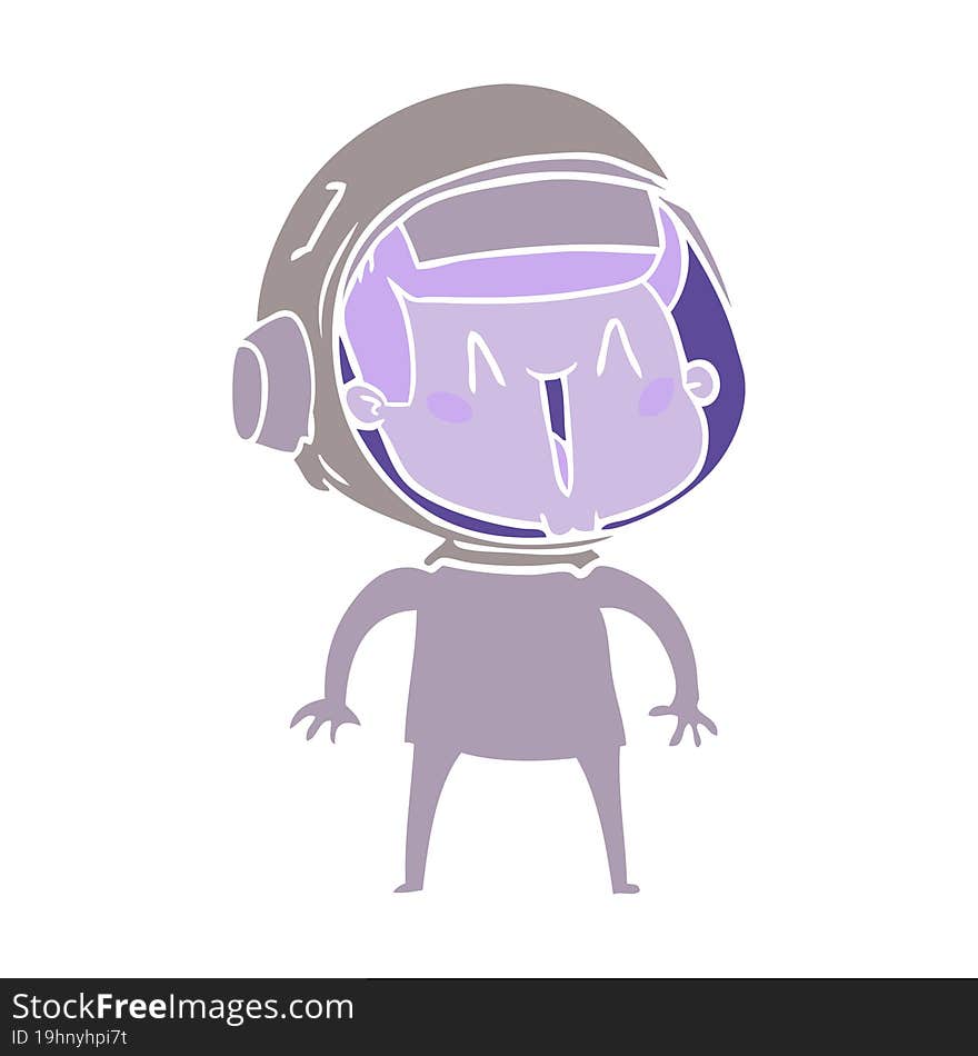 happy flat color style cartoon astronaut