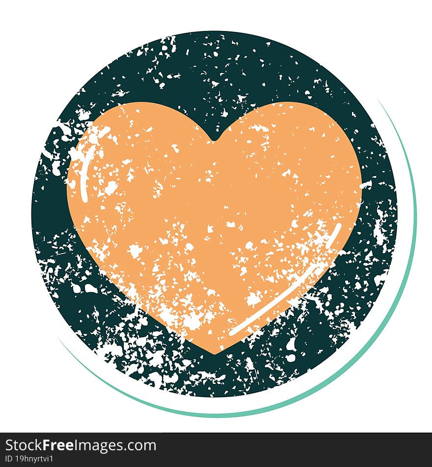 iconic distressed sticker tattoo style image of a heart. iconic distressed sticker tattoo style image of a heart