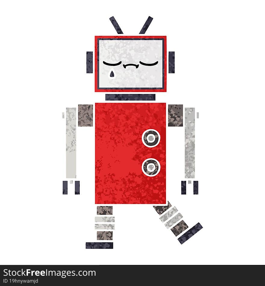 Retro Illustration Style Cartoon Robot