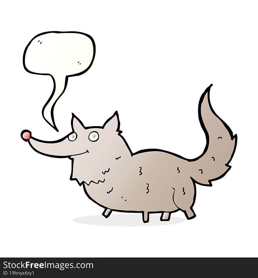 cartoon little wolf with speech bubble