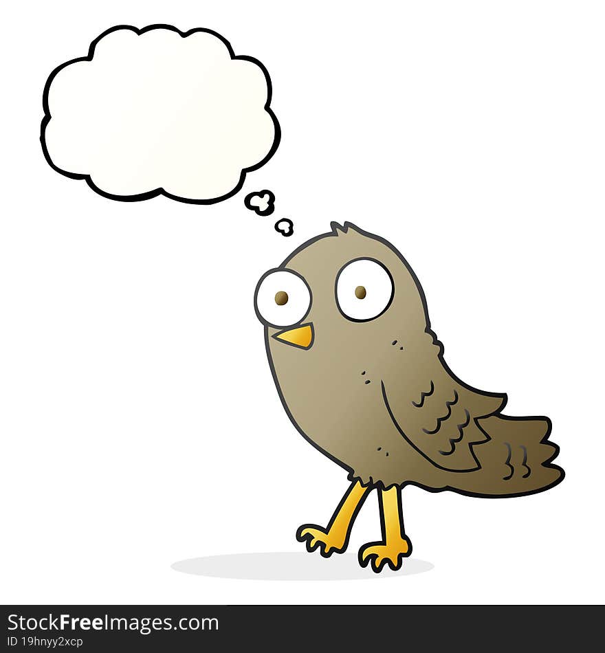 freehand drawn thought bubble cartoon bird