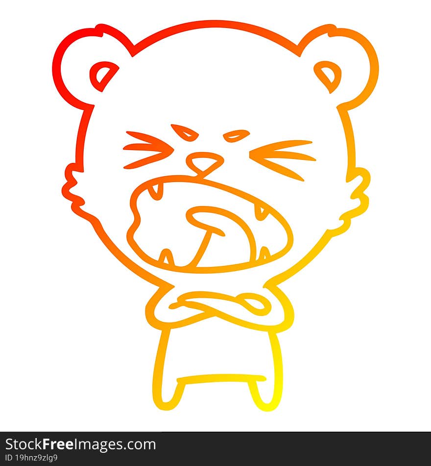 warm gradient line drawing angry cartoon polar bear