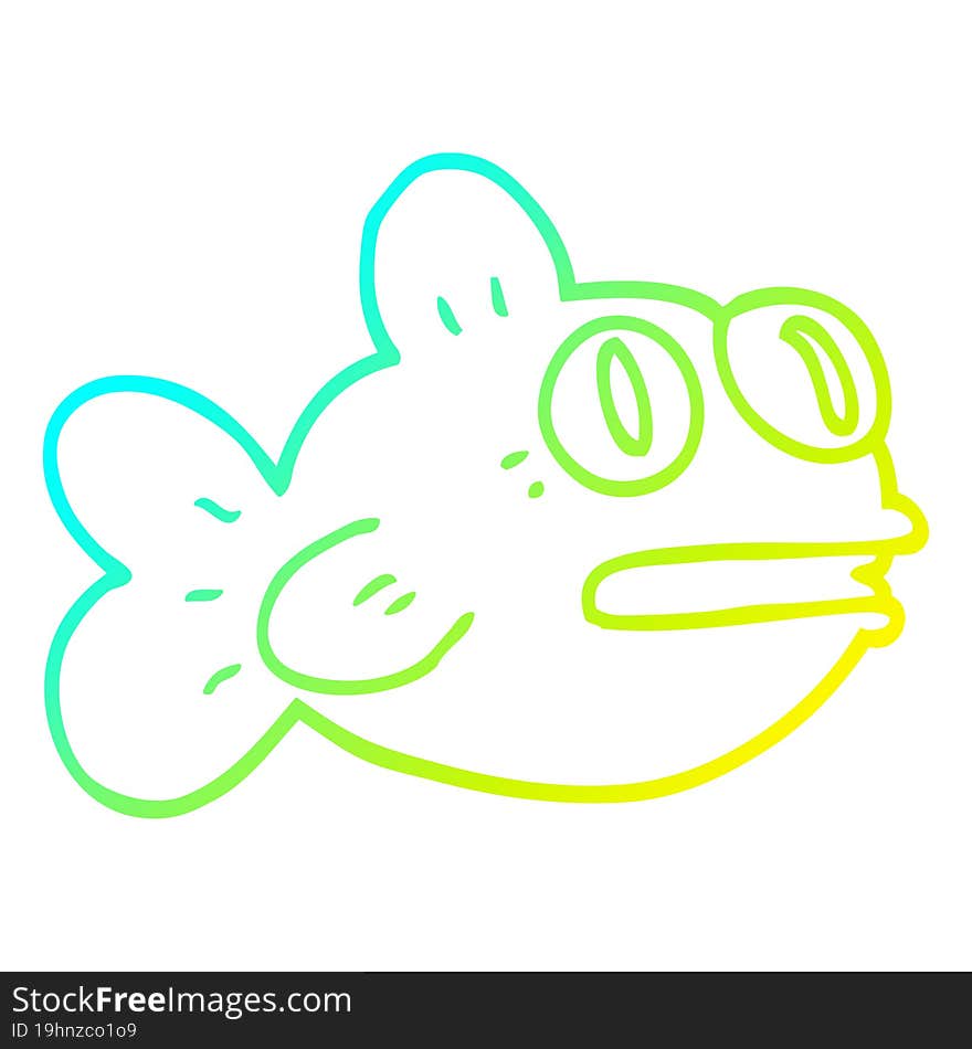 cold gradient line drawing cartoon fish