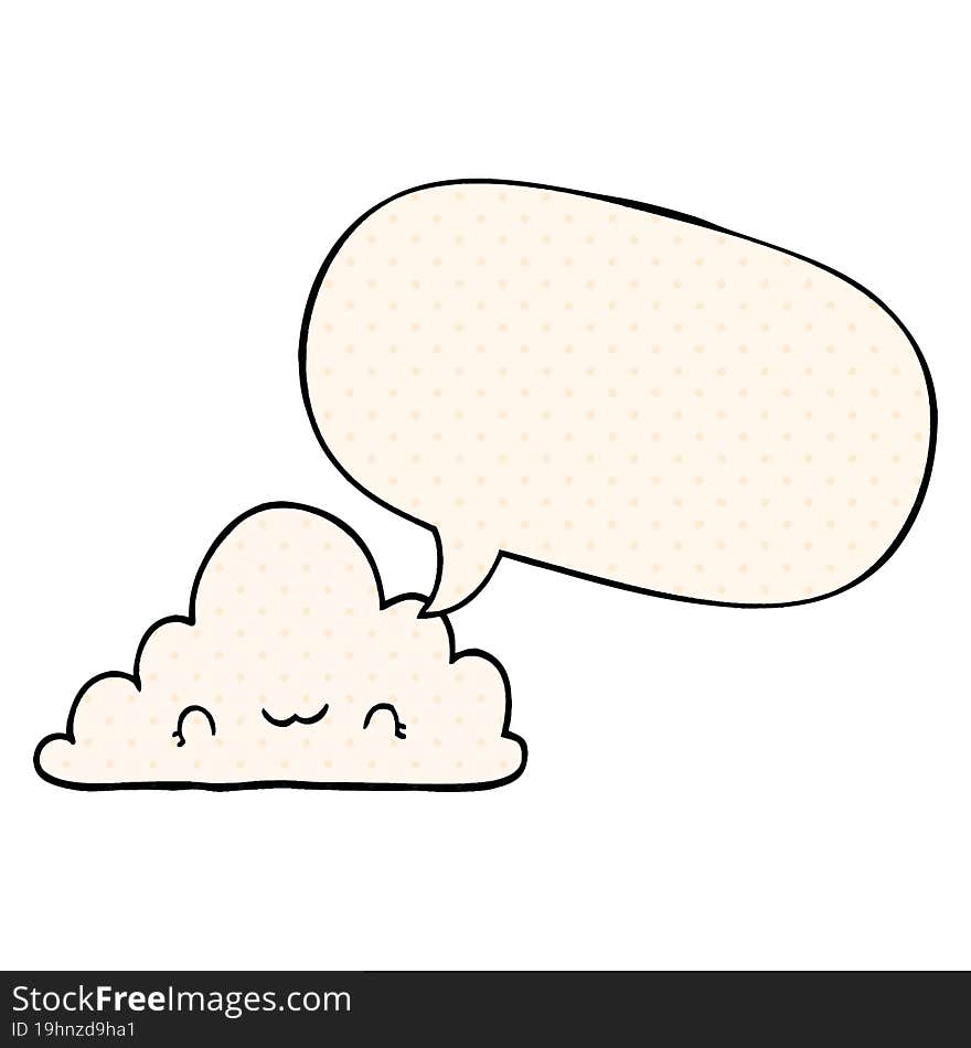 cute cartoon cloud with speech bubble in comic book style