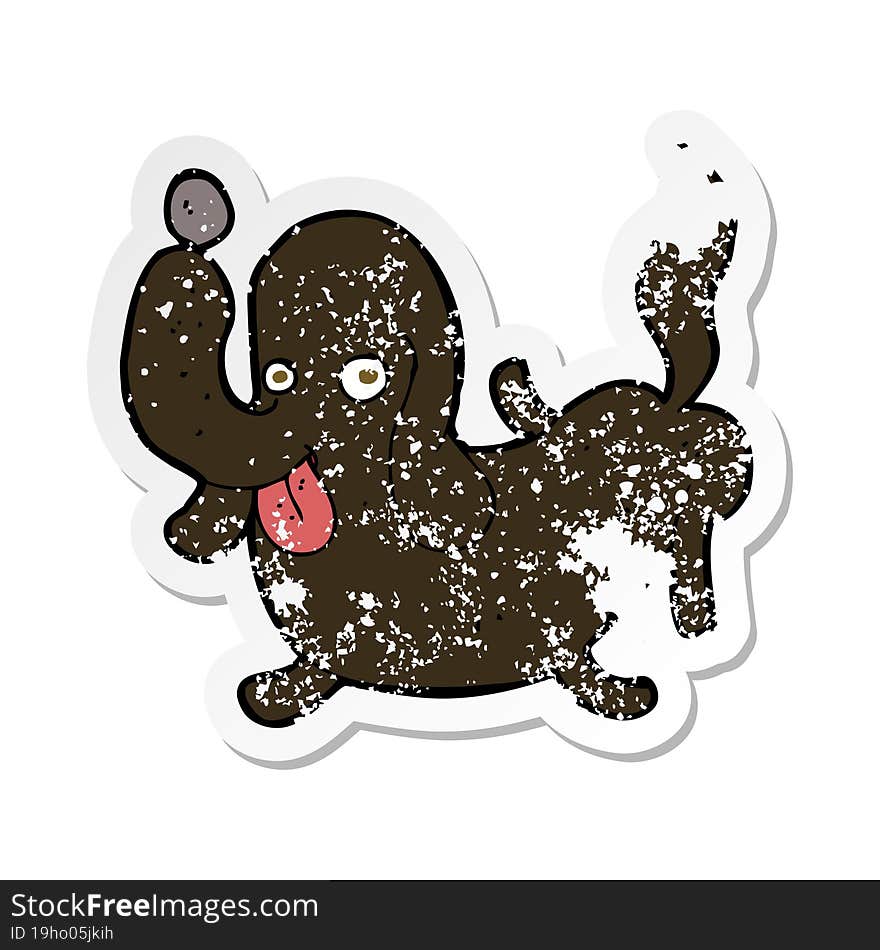 retro distressed sticker of a cartoon dog sticking out tongue