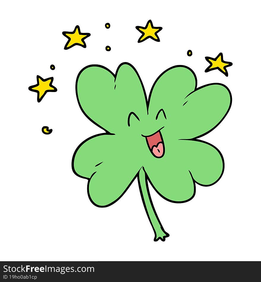 happy cartoon four leaf clover. happy cartoon four leaf clover