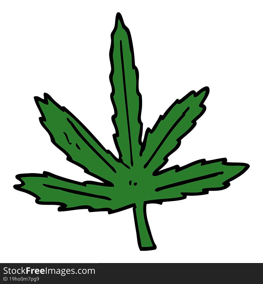 Cartoon Doodle Marijuana Leaf