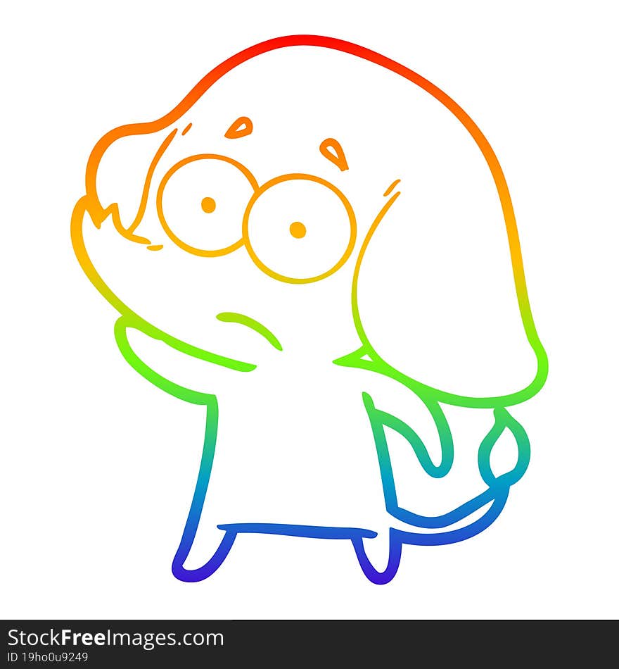 rainbow gradient line drawing cartoon unsure elephant