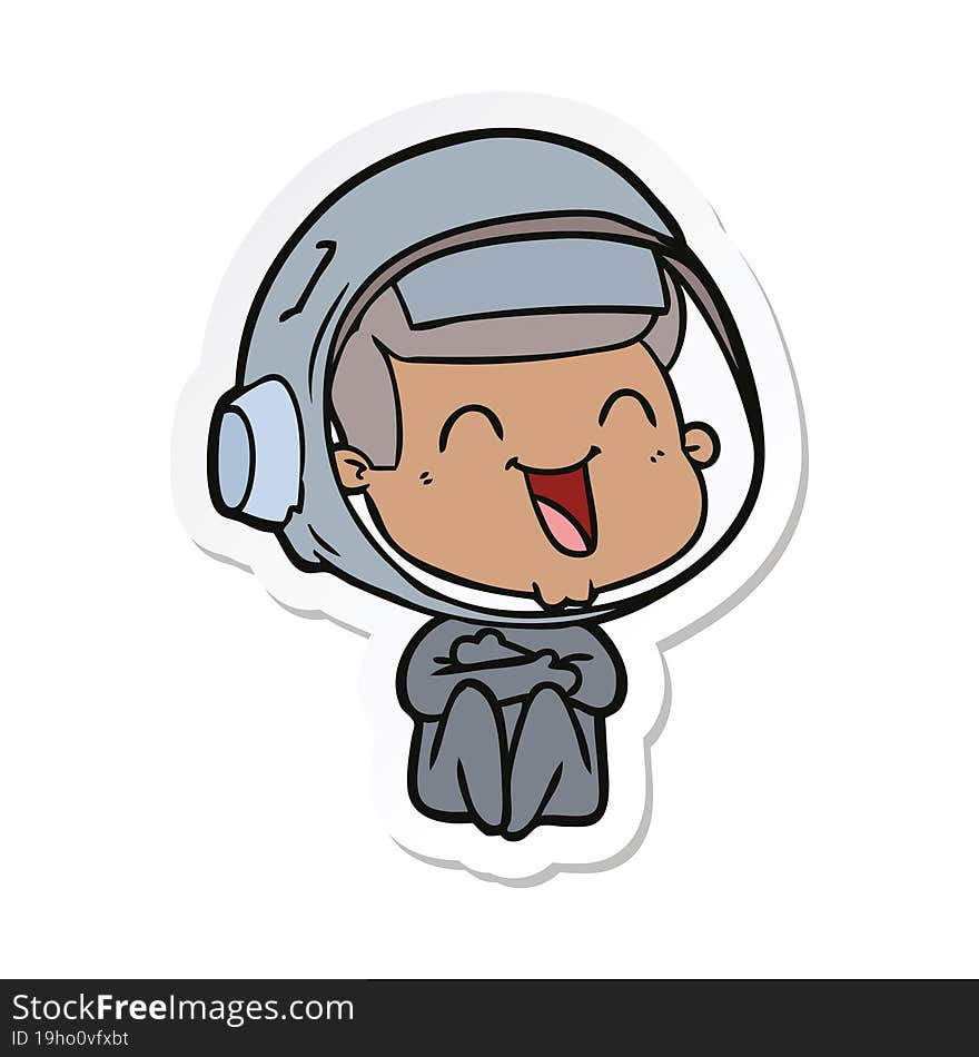 Sticker Of A Happy Cartoon Astronaut