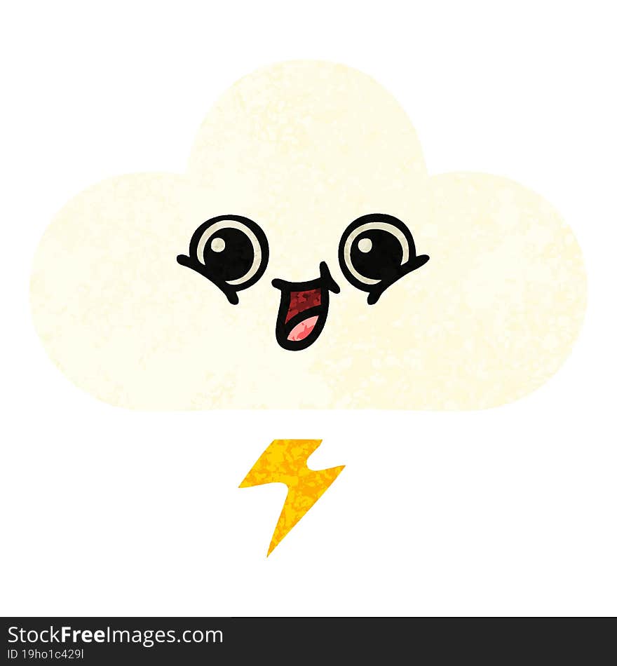 retro illustration style cartoon of a storm cloud