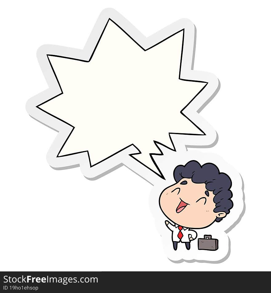 Cute Cartoon Businessman And Speech Bubble Sticker