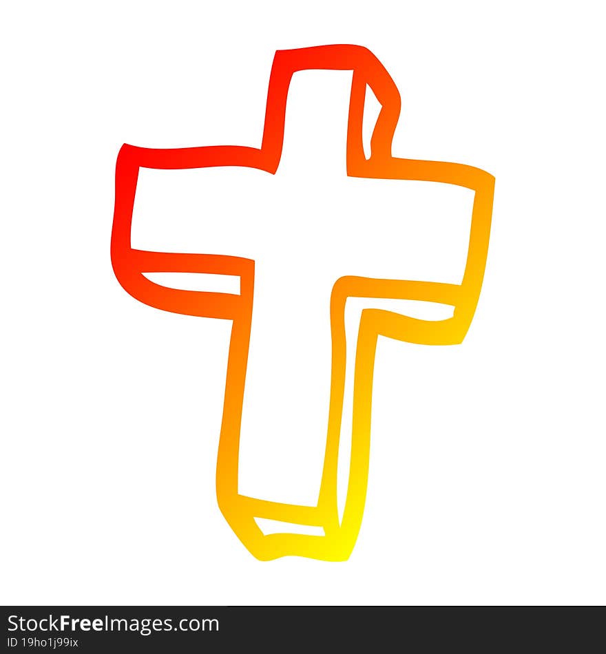 warm gradient line drawing cartoon gold cross