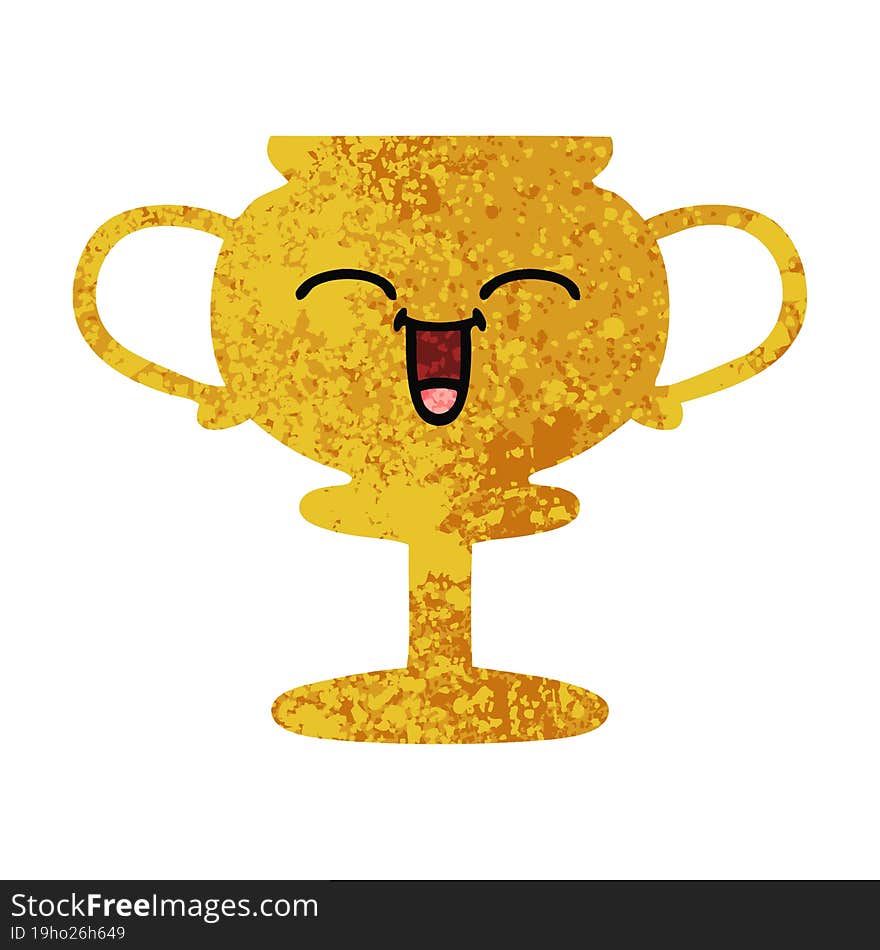 Retro Illustration Style Cartoon Trophy