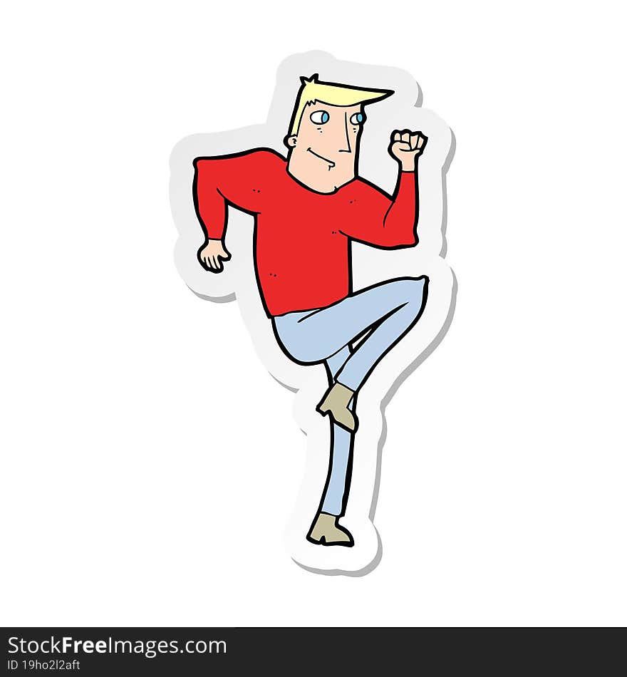 sticker of a cartoon man jogging on spot