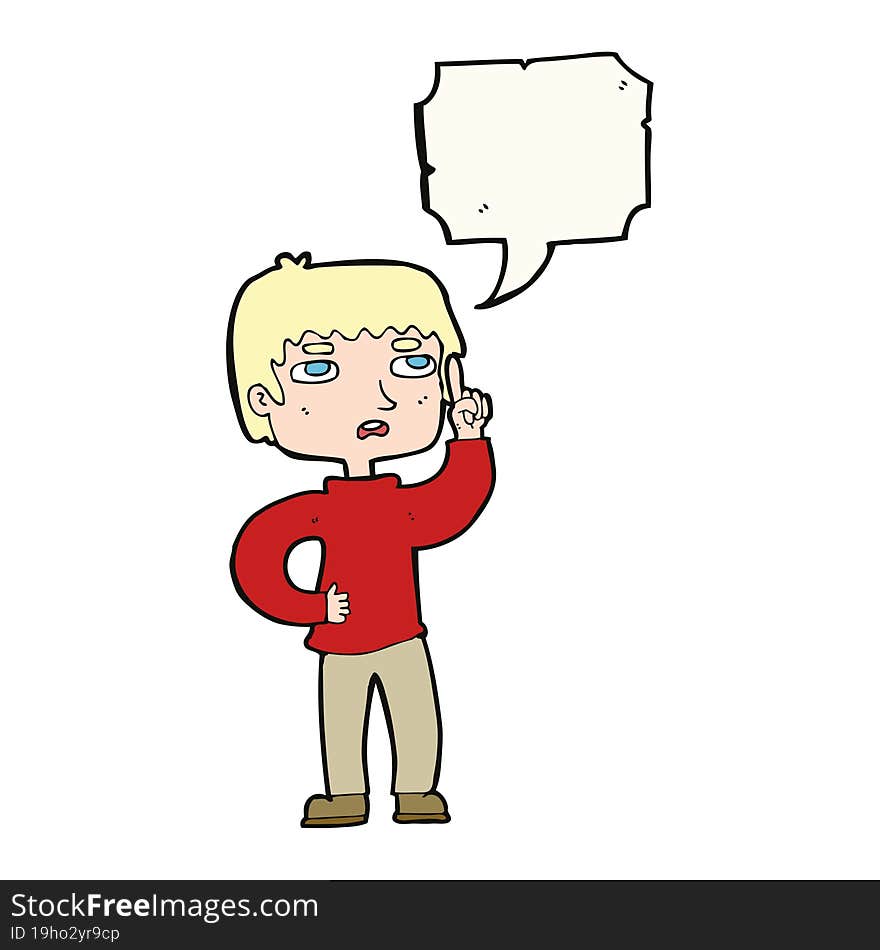 Cartoon Boy With Question With Speech Bubble