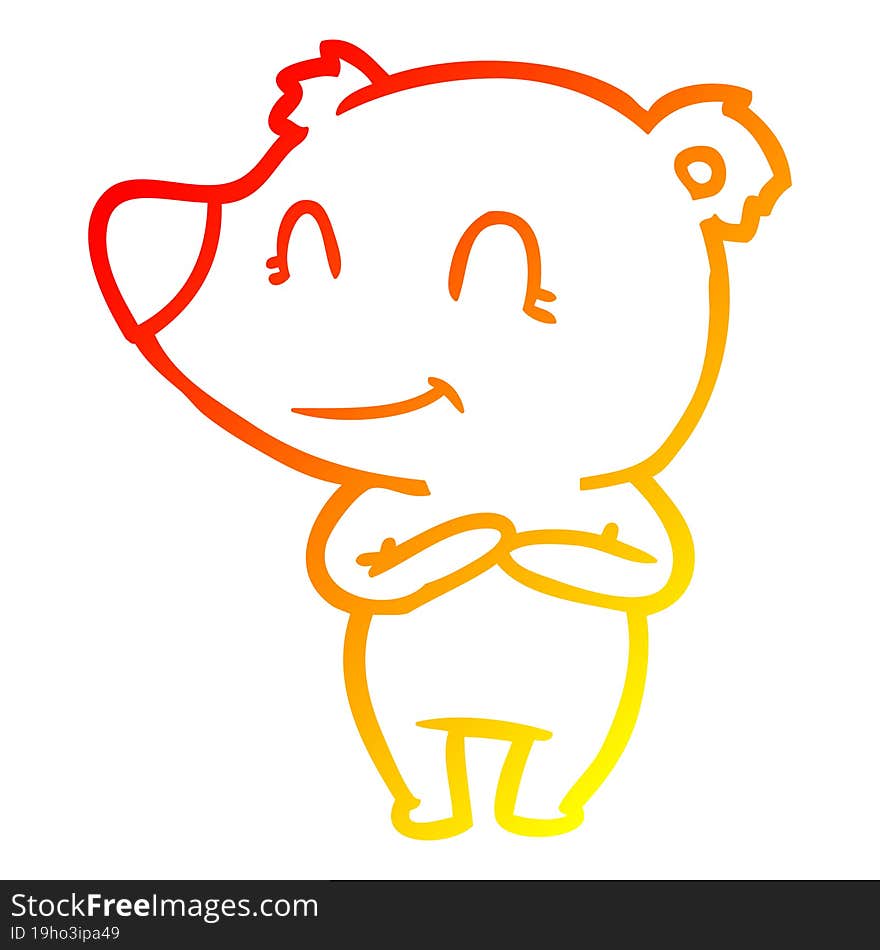 Warm Gradient Line Drawing Friendly Bear Cartoon