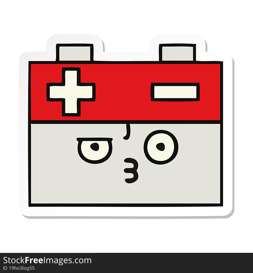 sticker of a cute cartoon car battery