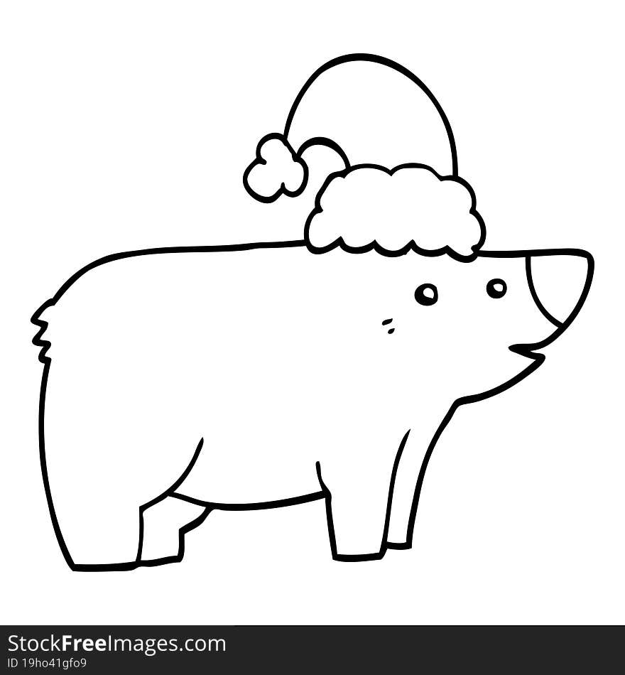 cartoon bear wearing christmas hat