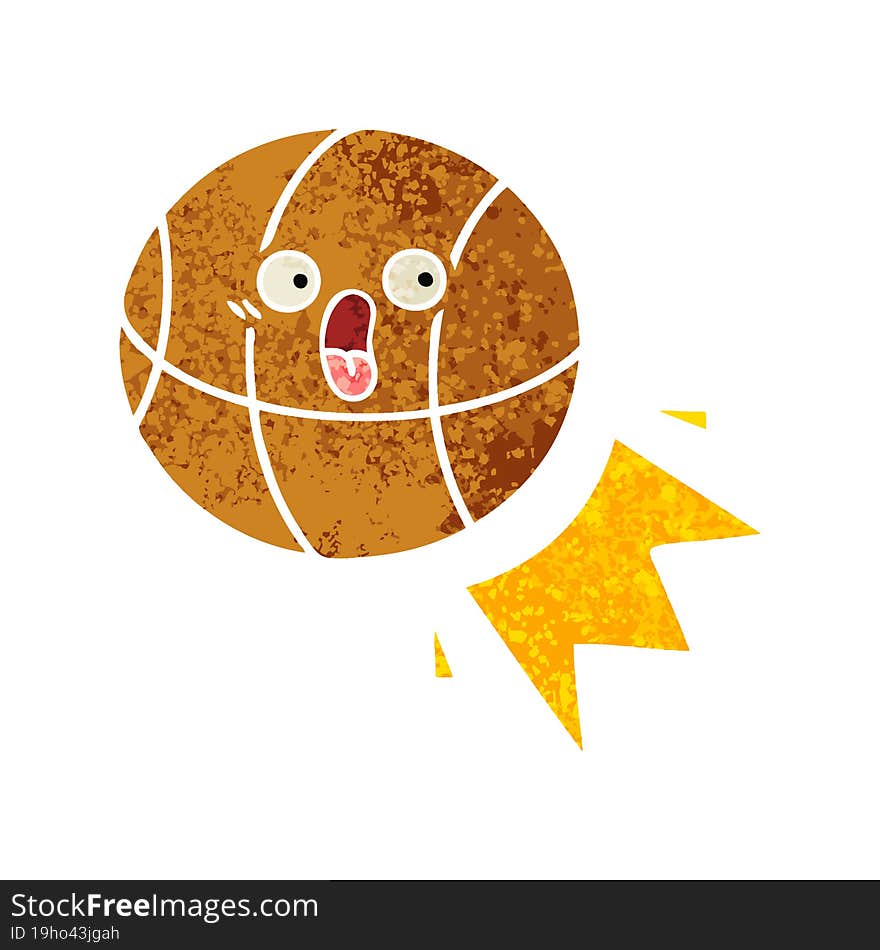 Retro Illustration Style Cartoon Basketball