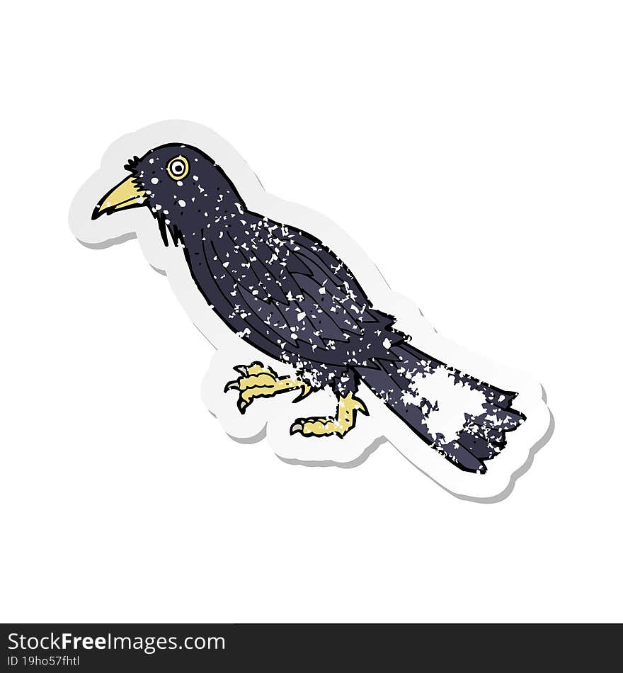 retro distressed sticker of a cartoon crow