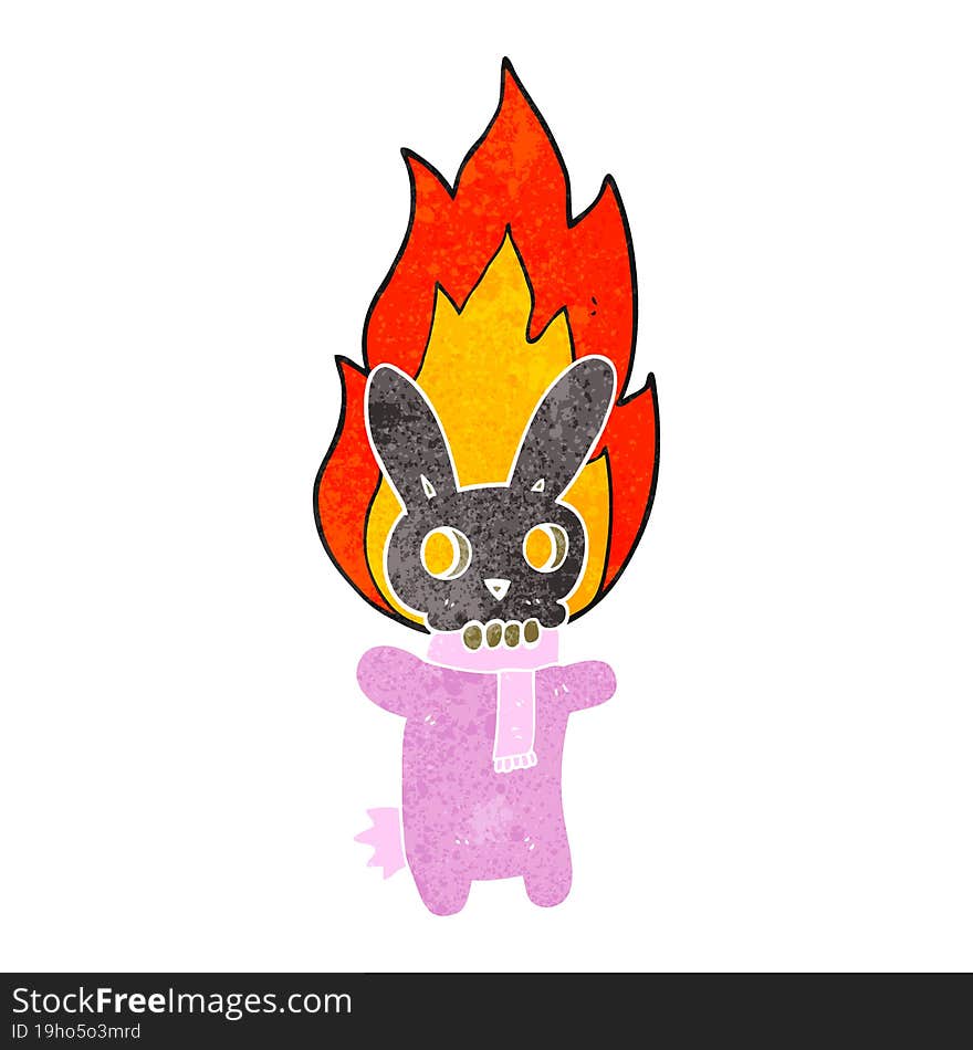 retro cartoon flaming skull rabbit