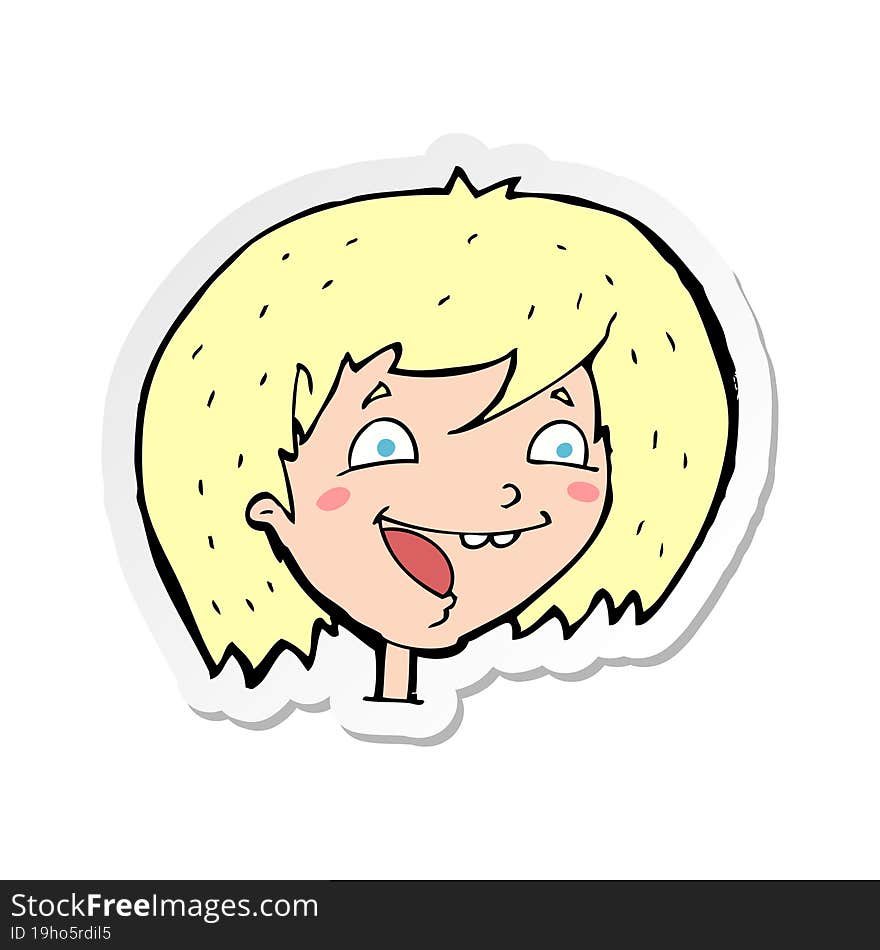 sticker of a cartoon happy girl