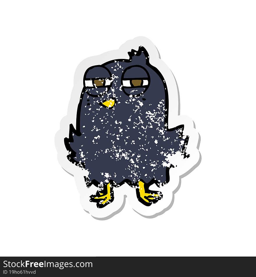 retro distressed sticker of a funny cartoon bird