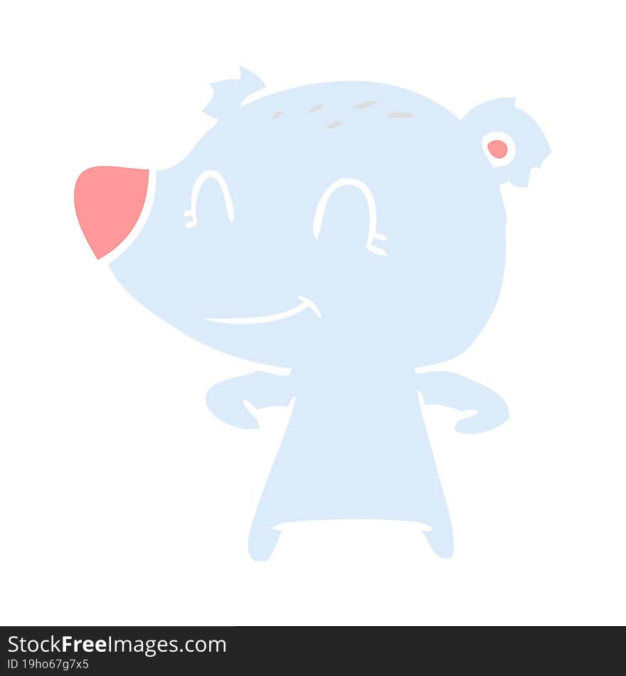 friendly bear flat color style cartoon