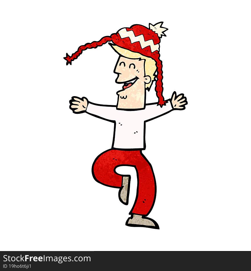 cartoon man wearing winter hat