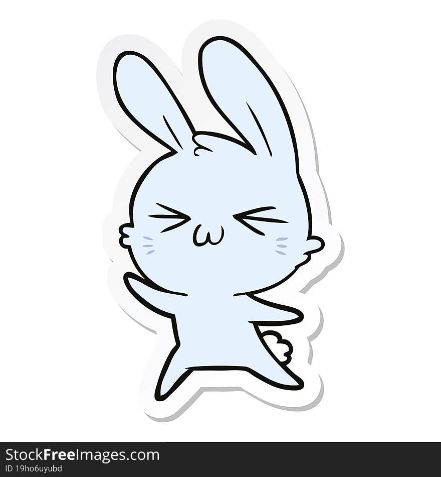 sticker of a cute cartoon rabbit