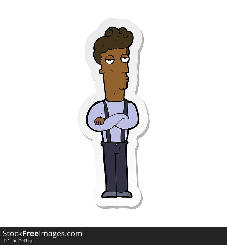 sticker of a cartoon unimpressed man