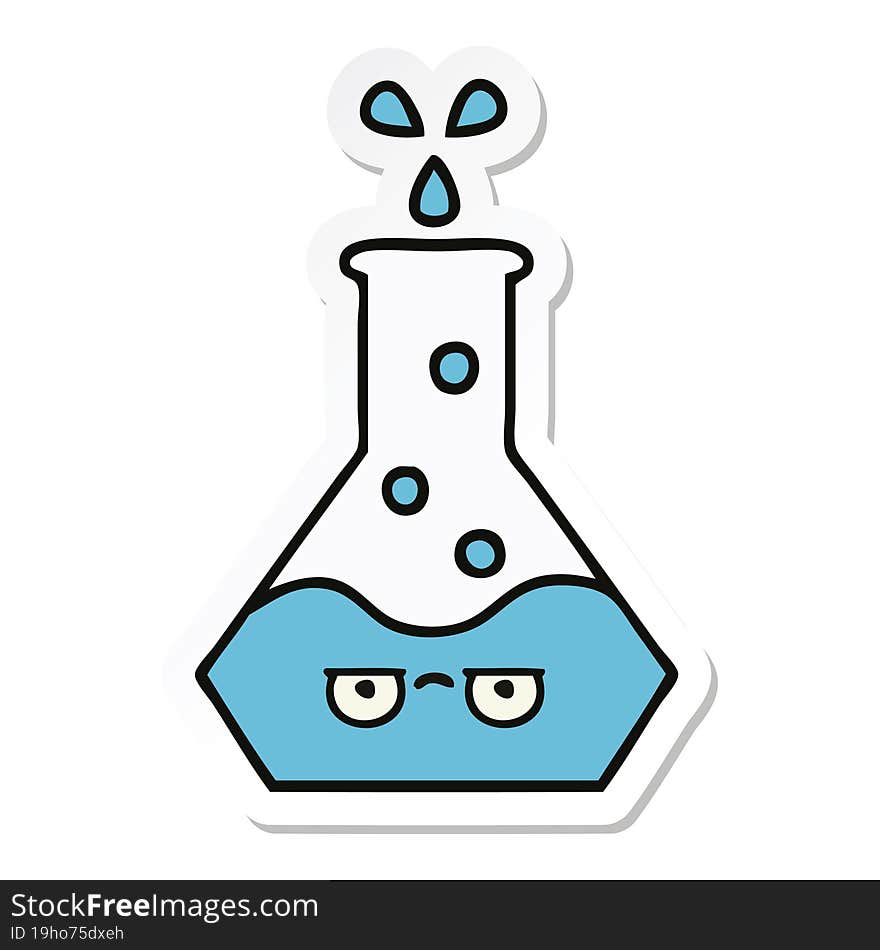 Sticker Of A Cute Cartoon Science Beaker