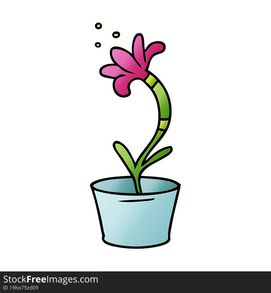 hand drawn gradient cartoon doodle of a house plant