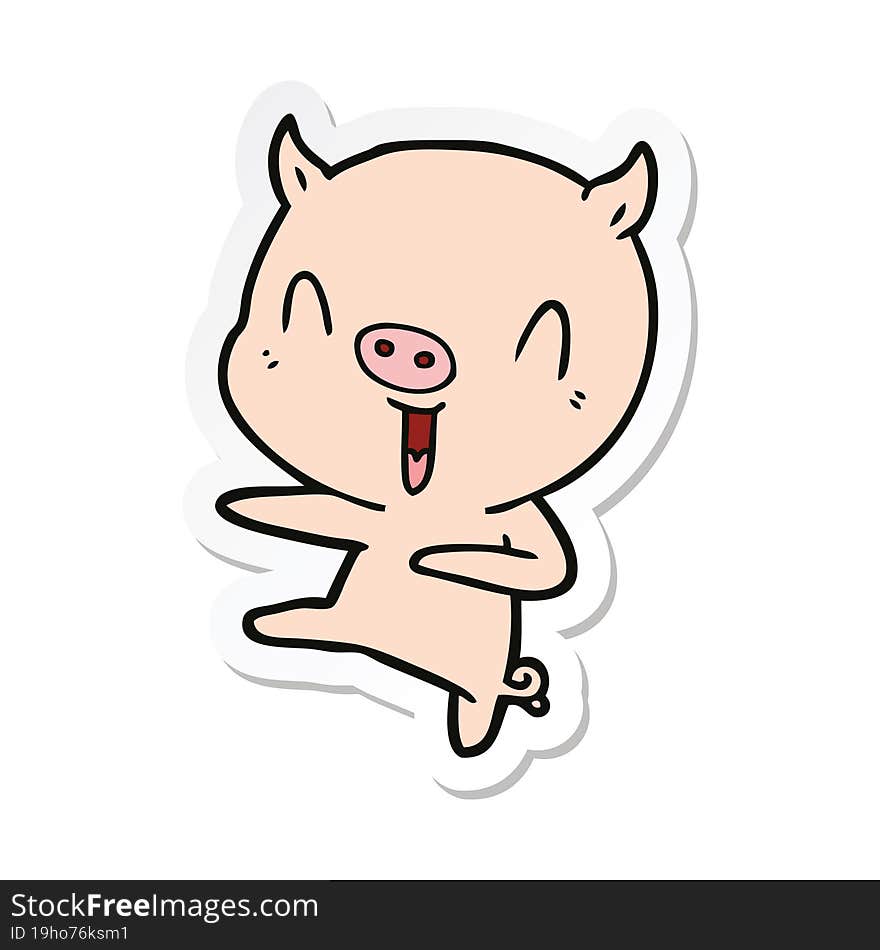 sticker of a cartoon pig dancing