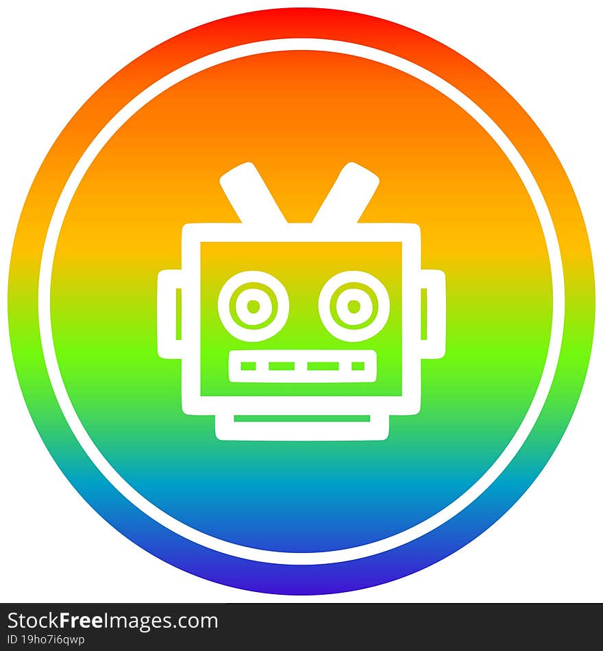 Robot Head Circular In Rainbow Spectrum