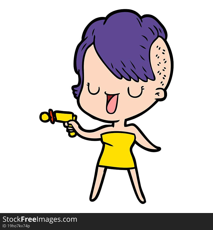 cute cartoon girl with hipster haircut. cute cartoon girl with hipster haircut